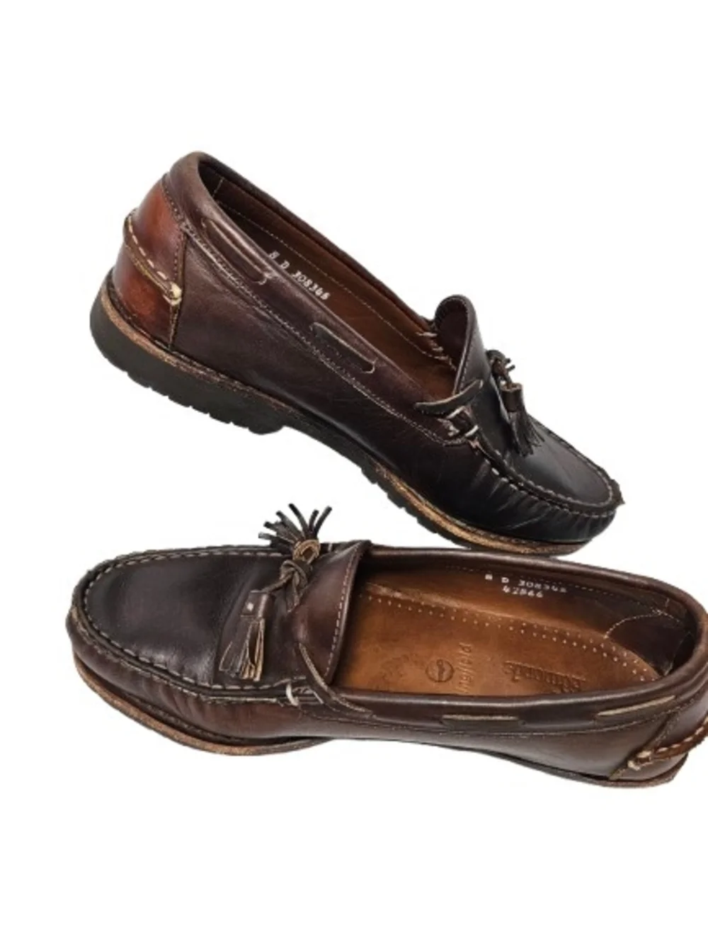 Vtg Allen Edmonds Kingsfield brown Leather slip-on loafers tassels Mens 8D Shoes